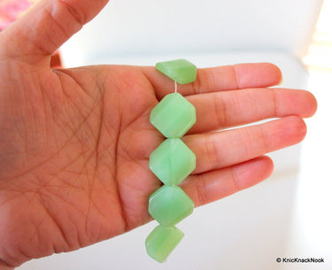 Green Square Opaque Glass Beads 20x20mm